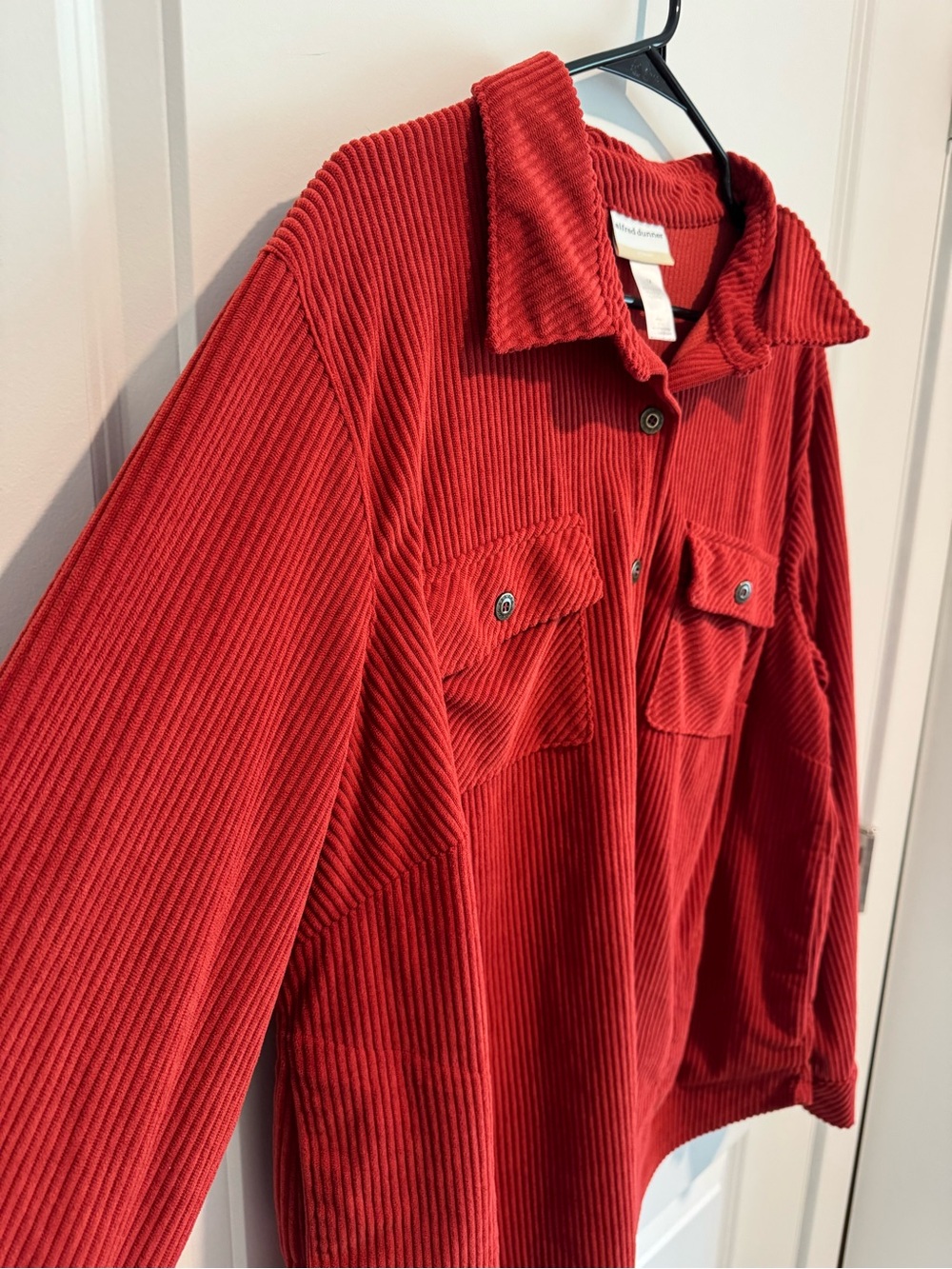Alfred Dunner Vibrant Red Ribbed Cozy Button-Up - Picture 4 of 5